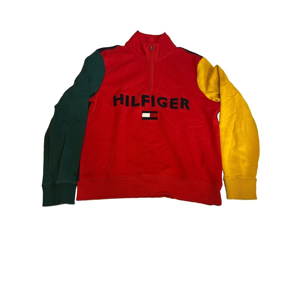Vintage Tommy Hilfiger Color Block Sweatshirt Women's Medium Quarter Zip